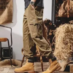 Men's Cargo Pants Cargo Trousers Techwear Pocket Drawstring Elastic Waist Plain Comfort Breathable Outdoor Daily Going out Fashion Casual Black Camel