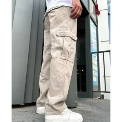 Men's Cargo Pants Cargo Trousers Pocket Plain Comfort Breathable Outdoor Daily Going out 100% Cotton Fashion Casual Beige