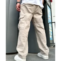 Men's Cargo Pants Cargo Trousers Pocket Plain Comfort Breathable Outdoor Daily Going out 100% Cotton Fashion Casual Beige