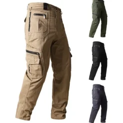 Men's Cargo Pants Cargo Trousers Tactical Pants Work Pants Zipper Pocket Multi Pocket Straight Leg Solid Color Outdoor Full Length Daily Stylish Black khaki