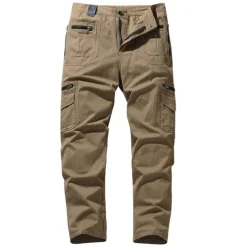 Men's Cargo Pants Cargo Trousers Tactical Pants Work Pants Zipper Pocket Multi Pocket Straight Leg Solid Color Outdoor Full Length Daily Stylish Black khaki