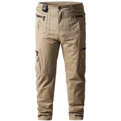 Men's Cargo Pants Cargo Trousers Tactical Pants Work Pants Zipper Pocket Multi Pocket Straight Leg Solid Color Outdoor Full Length Daily Stylish Black khaki