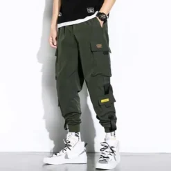 Men's Cargo Pants Cargo Trousers Joggers Trousers Harem Pants Drawstring Elastic Waist Leg Drawstring Plain Full Length Casual Daily Streetwear Hip Hop Black Army Green Micro-elastic