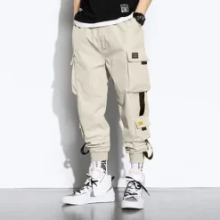 Men's Cargo Pants Cargo Trousers Joggers Trousers Harem Pants Drawstring Elastic Waist Leg Drawstring Plain Full Length Casual Daily Streetwear Hip Hop Black Army Green Micro-elastic