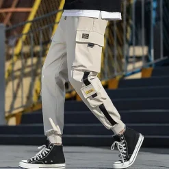 Men's Cargo Pants Cargo Trousers Joggers Trousers Harem Pants Drawstring Elastic Waist Leg Drawstring Plain Full Length Casual Daily Streetwear Hip Hop Black Army Green Micro-elastic