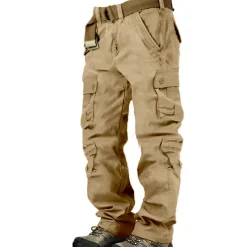 Men's Cargo Pants Cargo Trousers Hiking Pants 8 Pocket Plain Comfort Breathable Outdoor Daily Going out Fashion Casual Gray Green Camouflage Black