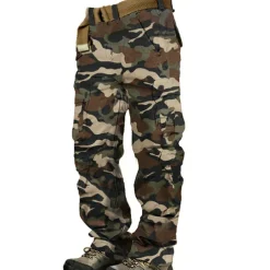 Men's Cargo Pants Cargo Trousers Hiking Pants 8 Pocket Plain Comfort Breathable Outdoor Daily Going out Fashion Casual Gray Green Camouflage Black