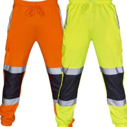 Men's Cargo Pants Cargo Trousers Tactical Pants Trousers Work Pants Elastic Waist Reflective Waterproof Casual fluorescent green Black