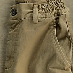 Men's Cargo Pants Cargo Trousers Buttons Elastic Waist Multi Pocket Plain Comfort Wearable Casual Daily Holiday Sports Fashion Black Khaki