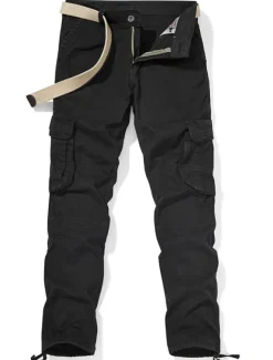 Men's Cargo Pants Cargo Trousers Trousers Multi Pocket Straight Leg Solid Colored Comfort Wearable Outdoor Daily Sports Stylish ArmyGreen Black