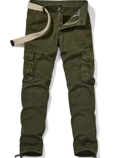 Men's Cargo Pants Cargo Trousers Trousers Multi Pocket Straight Leg Solid Colored Comfort Wearable Outdoor Daily Sports Stylish ArmyGreen Black