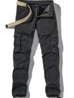 Men's Cargo Pants Cargo Trousers Trousers Multi Pocket Straight Leg Solid Colored Comfort Wearable Outdoor Daily Sports Stylish ArmyGreen Black