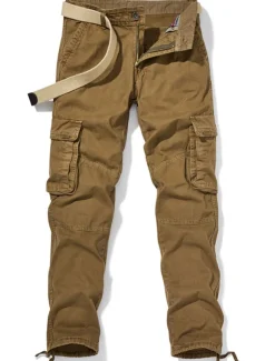 Men's Cargo Pants Cargo Trousers Trousers Multi Pocket Straight Leg Solid Colored Comfort Wearable Outdoor Daily Sports Stylish ArmyGreen Black