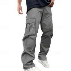 Men's Cargo Pants Cargo Trousers Trousers Casual Pants Drawstring Elastic Waist Multi Pocket Plain Wearable Outdoor Daily Camping & Hiking Fashion Classic Dark Brown Black