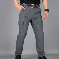 Men's Cargo Pants Cargo Trousers Combat Trousers Tactical Pants Trousers Elastic Waist Multi Pocket Straight Leg Plain Anti-Wear Quick Dry Sports Outdoor Hiking Tactical Black khaki
