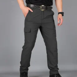 Men's Cargo Pants Cargo Trousers Combat Trousers Tactical Pants Trousers Elastic Waist Multi Pocket Straight Leg Plain Anti-Wear Quick Dry Sports Outdoor Hiking Tactical Black khaki