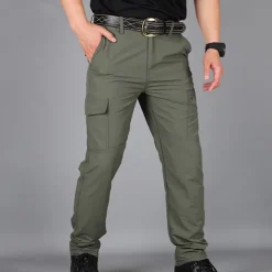 Men's Cargo Pants Cargo Trousers Combat Trousers Tactical Pants Trousers Elastic Waist Multi Pocket Straight Leg Plain Anti-Wear Quick Dry Sports Outdoor Hiking Tactical Black khaki
