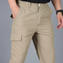 Men's Cargo Pants Cargo Trousers Combat Trousers Tactical Pants Trousers Elastic Waist Multi Pocket Straight Leg Plain Anti-Wear Quick Dry Sports Outdoor Hiking Tactical Black khaki