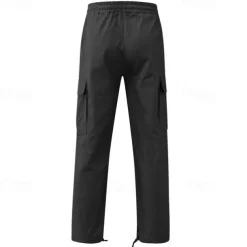Men's Cargo Pants Cargo Trousers Drawstring Elastic Waist Multi Pocket Plain Wearable Outdoor Daily Camping & Hiking Fashion Classic Lake blue Black
