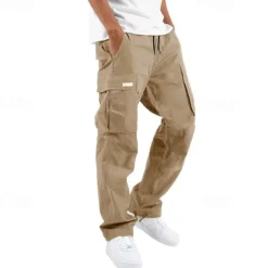 Men's Cargo Pants Cargo Trousers Drawstring Elastic Waist Multi Pocket Plain Wearable Outdoor Daily Camping & Hiking Fashion Classic Lake blue Black