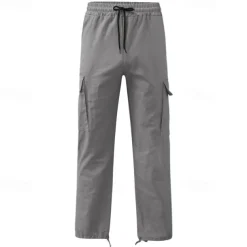 Men's Cargo Pants Cargo Trousers Drawstring Elastic Waist Multi Pocket Plain Wearable Outdoor Daily Camping & Hiking Fashion Classic Lake blue Black