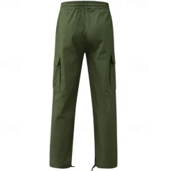 Men's Cargo Pants Cargo Trousers Drawstring Elastic Waist Multi Pocket Plain Wearable Outdoor Daily Camping & Hiking Fashion Classic Lake blue Black
