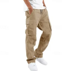 Men's Cargo Pants Cargo Trousers Drawstring Elastic Waist Multi Pocket Plain Wearable Outdoor Daily Camping & Hiking Fashion Classic Lake blue Black