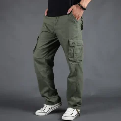 Men's Cargo Pants Cargo Trousers Trousers Tactical Work Pants Straight Leg Flap Pocket Plain Comfort Breathable Full Length Outdoor Work Basic Tactical Black Army Green Inelastic