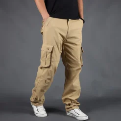 Men's Cargo Pants Cargo Trousers Trousers Tactical Work Pants Straight Leg Flap Pocket Plain Comfort Breathable Full Length Outdoor Work Basic Tactical Black Army Green Inelastic