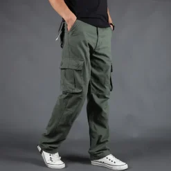 Men's Cargo Pants Cargo Trousers Trousers Tactical Work Pants Straight Leg Flap Pocket Plain Comfort Breathable Full Length Outdoor Work Basic Tactical Black Army Green Inelastic