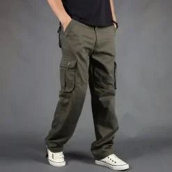 Men's Cargo Pants Cargo Trousers Trousers Tactical Work Pants Straight Leg Flap Pocket Plain Comfort Breathable Full Length Outdoor Work Basic Tactical Black Army Green Inelastic