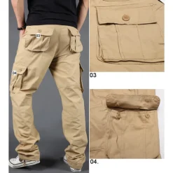 Men's Cargo Pants Cargo Trousers Trousers Tactical Work Pants Straight Leg Flap Pocket Plain Comfort Breathable Full Length Outdoor Work Basic Tactical Black Army Green Inelastic