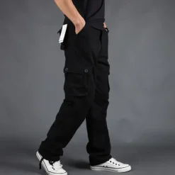 Men's Cargo Pants Cargo Trousers Trousers Tactical Work Pants Straight Leg Flap Pocket Plain Comfort Breathable Full Length Outdoor Work Basic Tactical Black Army Green Inelastic