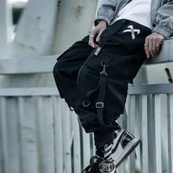 Men's Cargo Pants Cargo Trousers Trousers Baggy Techwear Flap Pocket Plain Comfort Breathable Outdoor Daily Going out Fashion Streetwear Black