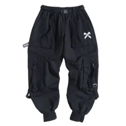 Men's Cargo Pants Cargo Trousers Trousers Baggy Techwear Flap Pocket Plain Comfort Breathable Outdoor Daily Going out Fashion Streetwear Black