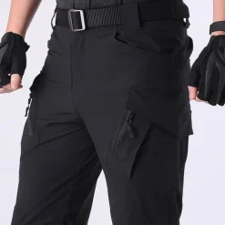 Men's Cargo Pants Cargo Trousers Tactical Pants Trousers Hiking Pants Elastic Waist Multi Pocket Plain Waterproof Quick Dry Full Length Outdoor Casual Camping & Hiking Fashion Streetwear Black Green