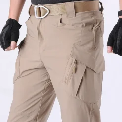 Men's Cargo Pants Cargo Trousers Tactical Pants Trousers Hiking Pants Elastic Waist Multi Pocket Plain Waterproof Quick Dry Full Length Outdoor Casual Camping & Hiking Fashion Streetwear Black Green