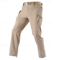 Men's Cargo Pants Cargo Trousers Tactical Pants Trousers Hiking Pants Elastic Waist Multi Pocket Plain Waterproof Quick Dry Full Length Outdoor Casual Camping & Hiking Fashion Streetwear Black Green