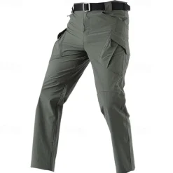 Men's Cargo Pants Cargo Trousers Tactical Pants Trousers Hiking Pants Elastic Waist Multi Pocket Plain Waterproof Quick Dry Full Length Outdoor Casual Camping & Hiking Fashion Streetwear Black Green