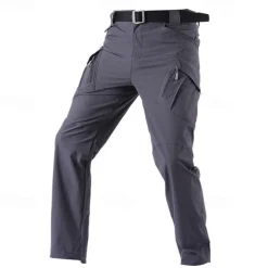 Men's Cargo Pants Cargo Trousers Tactical Pants Trousers Hiking Pants Elastic Waist Multi Pocket Plain Waterproof Quick Dry Full Length Outdoor Casual Camping & Hiking Fashion Streetwear Black Green