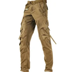 Men's Cargo Pants Cargo Trousers Work Pants Zipper Pocket Plain Comfort Breathable Outdoor Daily Going out 100% Cotton Fashion Casual Army Yellow Black