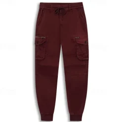 Men's Cargo Pants Cargo Trousers Trousers Drawstring Elastic Waist Multi Pocket Plain Breathable Outdoor Full Length Casual Daily Casual Tactical ArmyGreen Black Micro-elastic