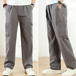 Men's Cargo Pants Cargo Trousers Trousers Work Pants Elastic Waist Multi Pocket Plain Comfort Breathable Casual Daily Streetwear Sports Fashion ArmyGreen Black Micro-elastic