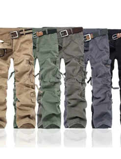 Men's Cargo Pants Cargo Trousers Trousers Multi Pocket Straight Leg Solid Colored Comfort Wearable Outdoor Daily 100% Cotton Sports Stylish ArmyGreen Black