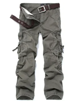 Men's Cargo Pants Cargo Trousers Trousers Multi Pocket Straight Leg Solid Colored Comfort Wearable Outdoor Daily 100% Cotton Sports Stylish ArmyGreen Black