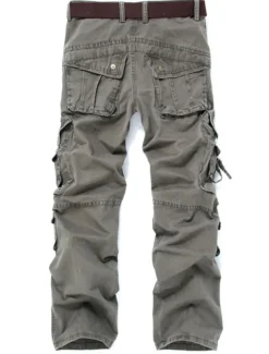 Men's Cargo Pants Cargo Trousers Trousers Multi Pocket Straight Leg Solid Colored Comfort Wearable Outdoor Daily 100% Cotton Sports Stylish ArmyGreen Black