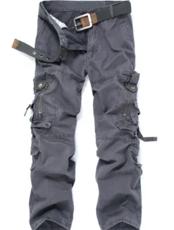 Men's Cargo Pants Cargo Trousers Trousers Multi Pocket Straight Leg Solid Colored Comfort Wearable Outdoor Daily 100% Cotton Sports Stylish ArmyGreen Black