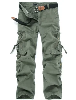 Men's Cargo Pants Cargo Trousers Trousers Multi Pocket Straight Leg Solid Colored Comfort Wearable Outdoor Daily 100% Cotton Sports Stylish ArmyGreen Black