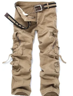 Men's Cargo Pants Cargo Trousers Trousers Multi Pocket Straight Leg Solid Colored Comfort Wearable Outdoor Daily 100% Cotton Sports Stylish ArmyGreen Black