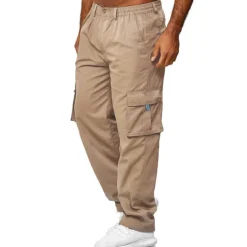 Men's Cargo Pants Cargo Trousers Work Pants Elastic Waist Multi Pocket Straight Leg Plain Work Simple Casual Navy ArmyGreen
